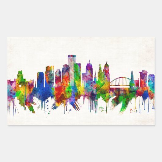 Rochester New York Skyline Rechthoekige Sticker (Voorkant)
