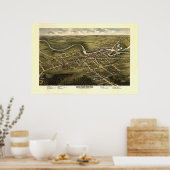 Rochester NH 19th Century Birdseye Uitzicht Poster (Keuken)