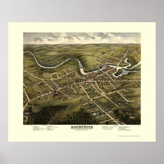 Rochester, NH Panoramic Map - 1877 Poster (Voorkant)