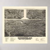 Rochester, NH Panoramic Map - 1884 Poster (Voorkant)