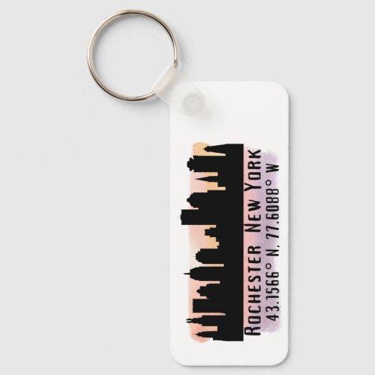 Rochester NY City Skyline Sleutelhanger (Voorkant)
