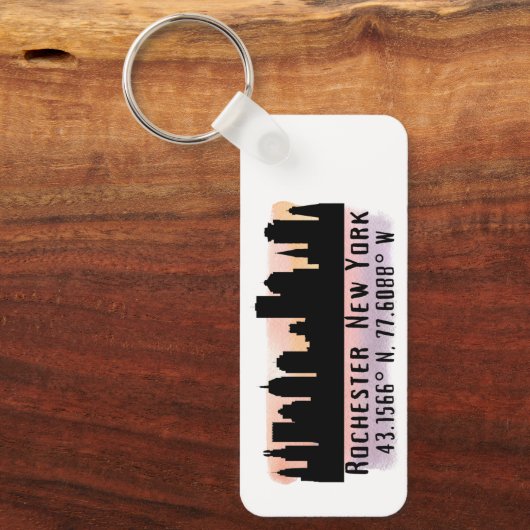 Rochester NY City Skyline Sleutelhanger (Voorkant)