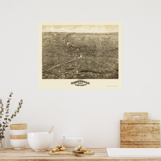 Rochester, NY Panoramic Map - 1880 Poster (Keuken)