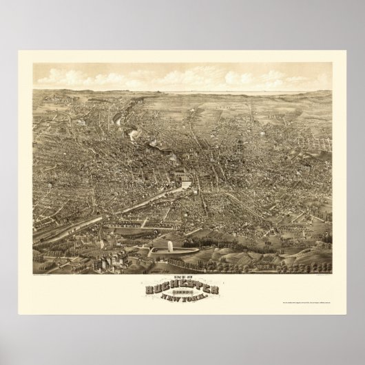 Rochester, NY Panoramic Map - 1880 Poster (Voorkant)