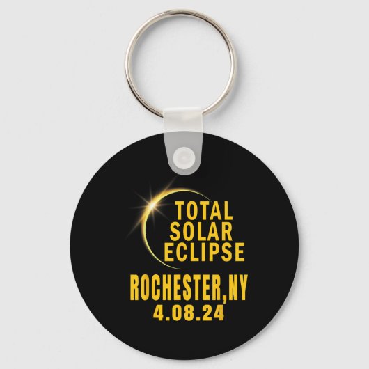 Rochester Ny Solar Eclipse 2024 Totaal Solar Eclip Sleutelhanger (Voorkant)