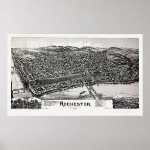 Rochester, PA Panorama Kaart - 1900 Poster