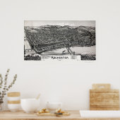 Rochester, PA Panorama Kaart - 1900 Poster (Keuken)