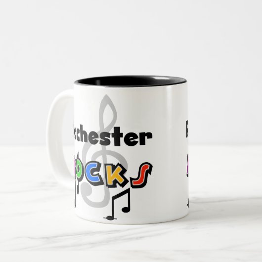 Rochester Rocks Tweekleurige Koffiemok (Voorkant links)