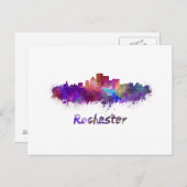 Rochester skyline in watercolor briefkaart (Voorkant / Achterkant)