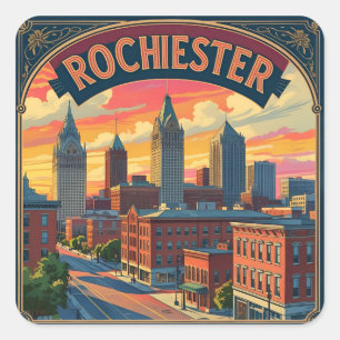 Rochester stadsgezicht New York Verenigde Staten Vierkante Sticker