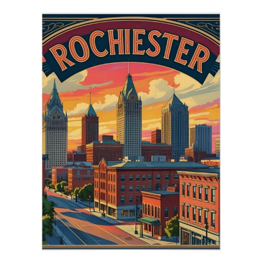 Rochester Stadssilhouet New York USA Perfect Poster (Voorkant)