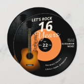 Rock 16 jaar Guitar  Record Birthday Kaart (Voorkant / Achterkant)