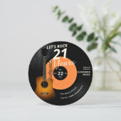 Rock 21 jaar Guitar  Record Birthday Kaart (Staand voorkant)