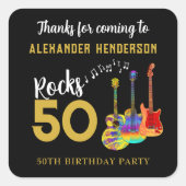 Rock 50ste verjaardagsfeest Dank u gepersonaliseer Vierkante Sticker (Voorkant)