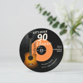 Rock 90 jaar Guitar  Record Birthday Kaart (Staand voorkant)