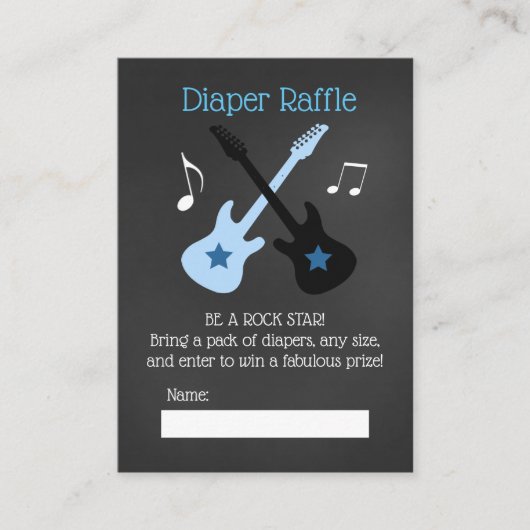 Rock a Baby shower Diaper Raffle Cards Informatiekaartje (Voorkant)