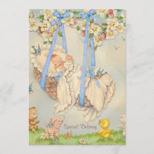 Rock-a bye Baby Blue Birth Announcement Aankondiging