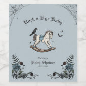Rock a Bye Baby Gothic Baby shower Blauw Wijn Etiket (Enkel label)