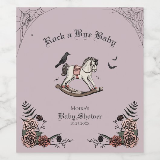Rock a Bye Baby Gothic Baby shower Wijn Etiket (Enkel label)