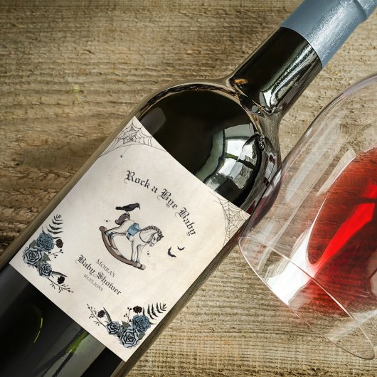 Rock a Bye Baby Gothic Baby shower Wijn Etiket