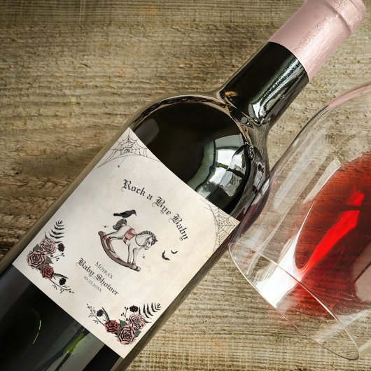 Rock a Bye Baby Gothic Baby shower Wijn Etiket