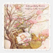 Rock A Bye Baby Nursery Rhyme Baby shower Vierkante Sticker (Voorkant)