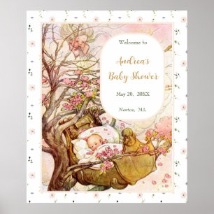 Rock A Bye Baby Nursery Rhyme Baby shower Welkom Poster