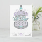 *Rock A Bye* Baby shower Invitation Kaart (Staand voorkant)