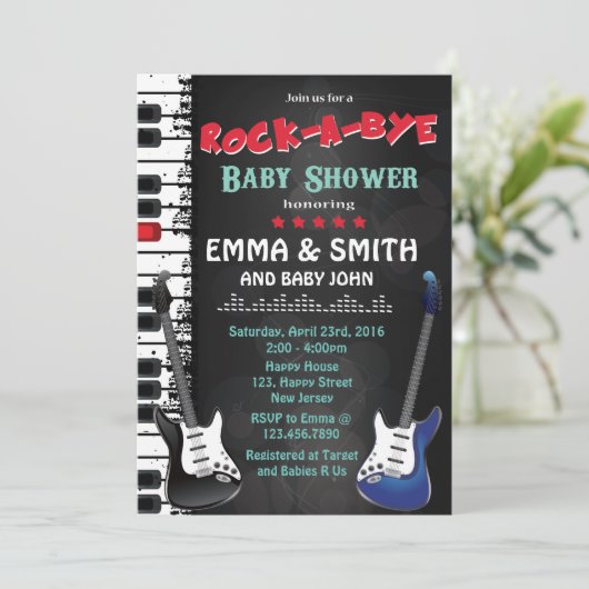 Rock-A-Bye Baby shower Uitnodiging (Staand voorkant)