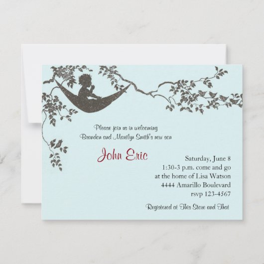  Rock-a-bye Baby shower Uitnodiging (Achterkant)