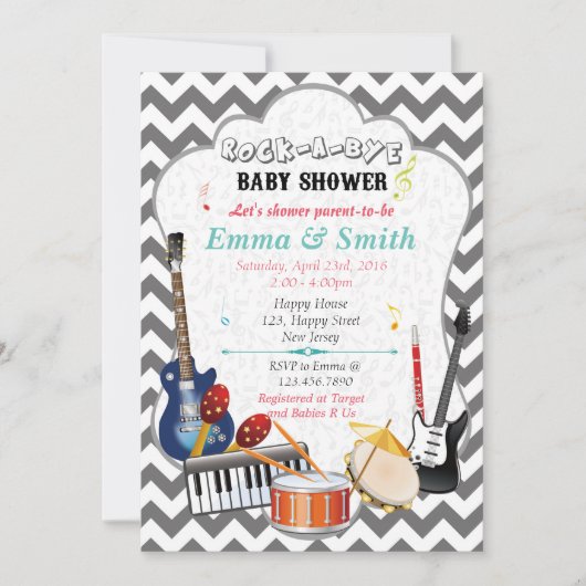 Rock-A-Bye Baby shower Uitnodiging (Voorkant)