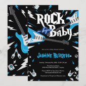 ROCK a Bye Baby Shower Uitnodiging, Gitaar Uitnodi Kaart (Voorkant / Achterkant)