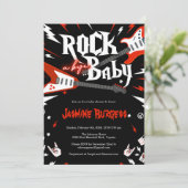 Rock a Bye Baby shower Uitnodiging, Gitaar Uitnodi Kaart (Staand voorkant)