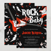 Rock a Bye Baby shower Uitnodiging, Gitaar Uitnodi Kaart (Voorkant / Achterkant)