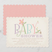 Rock-a-bye Baby shower Uitnodiging - Roze (Voorkant / Achterkant)