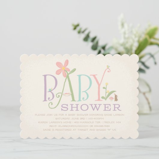 Rock-a-bye Baby shower Uitnodiging - Roze (Staand voorkant)