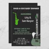 Rock a bye Guitar Rock Star Baby shower Invitation Kaart (Voorkant / Achterkant)