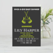 Rock a bye Guitar Rock Star Baby shower Invitation Kaart (Staand voorkant)