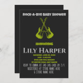 Rock a bye Guitar Rock Star Baby shower Invitation Kaart (Voorkant / Achterkant)