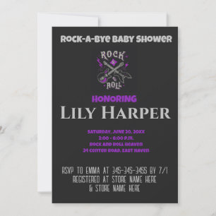 Rock a bye Guitar Rock Star Baby shower Invitation Kaart