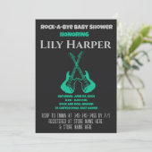 Rock a bye Guitar Rock Star Baby shower Invitation Kaart (Staand voorkant)