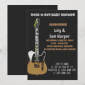 Rock a bye Guitar Rock Star Baby shower Invitation Kaart (Voorkant / Achterkant)