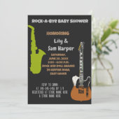 Rock a bye Guitar Rock Star Baby shower Invitation Kaart (Staand voorkant)