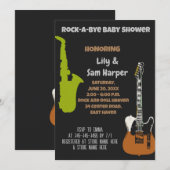 Rock a bye Guitar Rock Star Baby shower Invitation Kaart (Voorkant / Achterkant)
