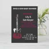 Rock a bye Guitar Rock Star Baby shower Invitation Kaart (Staand voorkant)