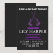 Rock a bye Guitar Rock Star Baby shower Invitation Kaart (Voorkant / Achterkant)