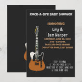 Rock a bye Guitar Rock Star Baby shower Invitation Kaart (Voorkant / Achterkant)