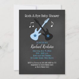 Rock a bye Guitar Rock Star Baby shower Invitation Kaart