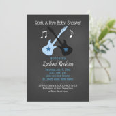Rock a bye Guitar Rock Star Baby shower Invitation Kaart (Staand voorkant)