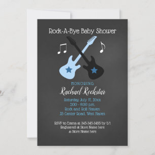 Rock a bye Guitar Rock Star Baby shower Invitation Kaart